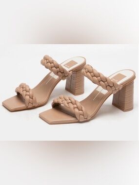 Dolce Vita Paily Braided Heels Sandals Vegan Leather Stella Cafe Size 9